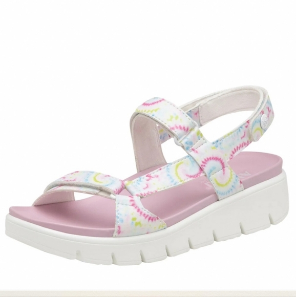 Alegria White Blast Off Henna Faux Leather Platform Hook Loop Sandals EU 35 - Picture 2 of 11